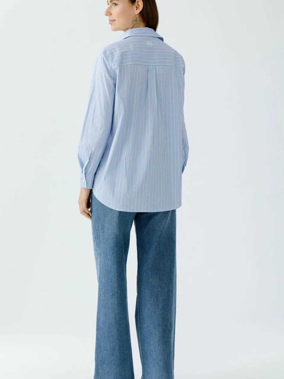 Oui Blusen<Damen Bluse hellblau weiß gestreift