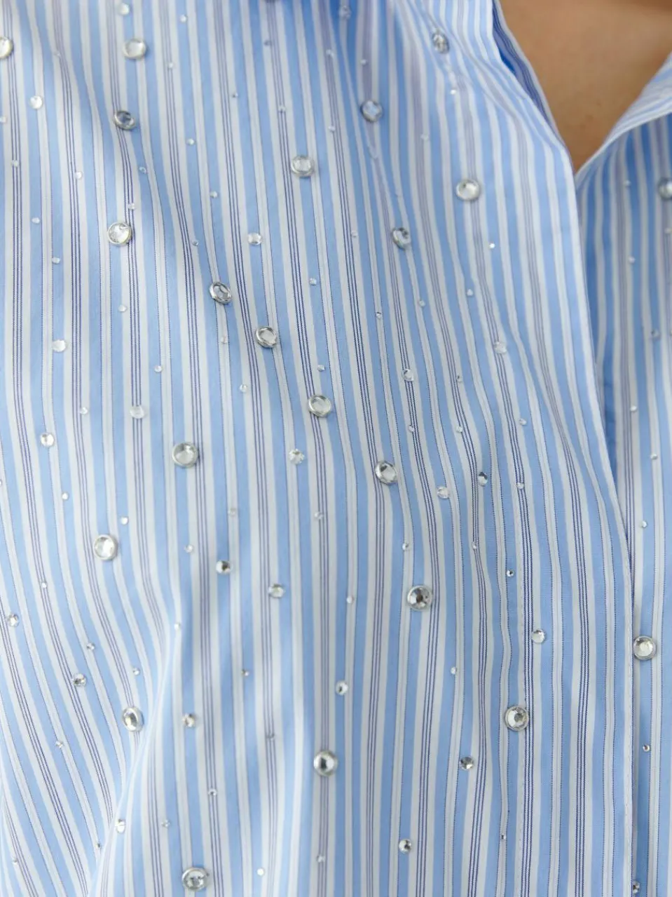 Oui Blusen<Damen Bluse hellblau weiß gestreift