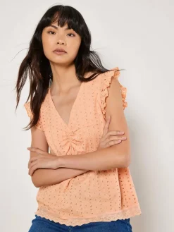 Apricot Blusen<Damen Bluse orange uni