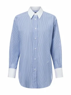 BOSS Blusen<Damen Bluse - Badina hellblau weiß gestreift