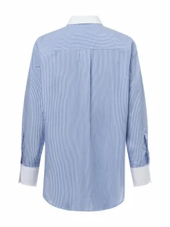 BOSS Blusen<Damen Bluse - Badina hellblau weiß gestreift