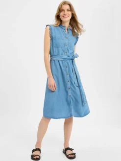 More & More Kleider<Damen Blusenkleid hellblau uni