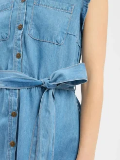 More & More Kleider<Damen Blusenkleid hellblau uni