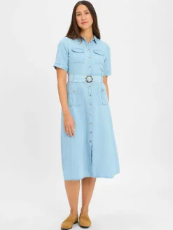 Marie Lund Kleider<Damen Blusenkleid - Suki hellblau bleached uni