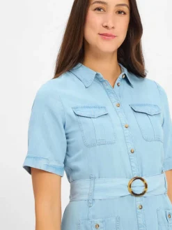 Marie Lund Kleider<Damen Blusenkleid - Suki hellblau bleached uni