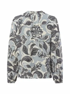 comma Blusen<Damen Blusenshirt hellblau mehrfarbig gemustert