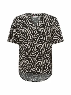 Street One Blusen<Damen Blusenshirt schwarz beige gemustert