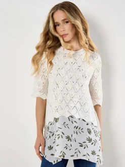 Apricot Blusen<Damen Blusenshirt weiß gemustert