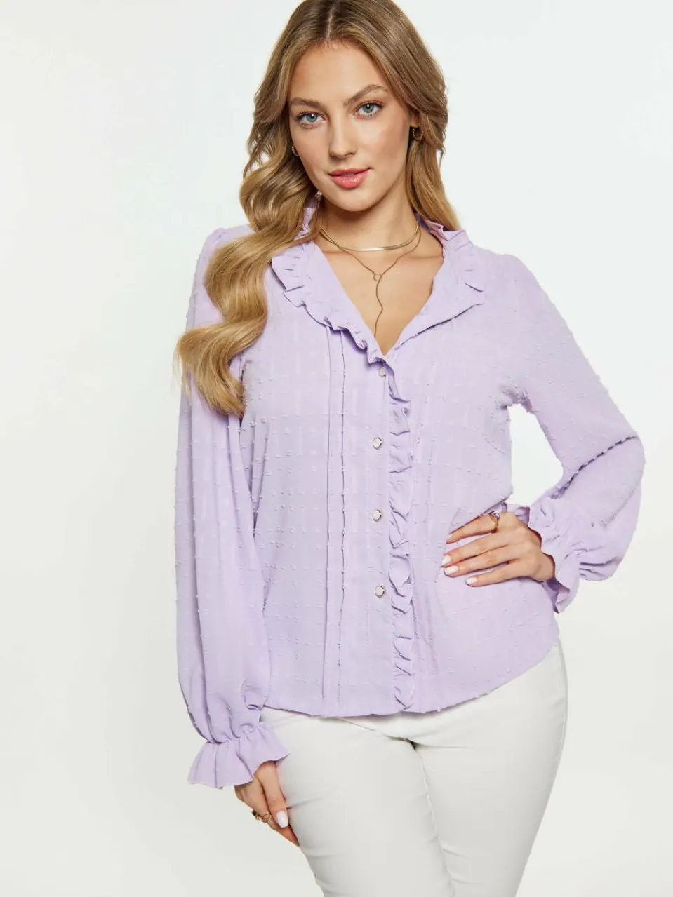 Faina Blusen<Damen Blusenshirt purple uni