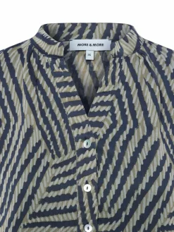 More & More Blusen<Damen Blusenshirt khaki marine gemustert