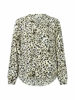 s.Oliver Blusen<Damen Blusenshirt ecru schwarz gemustert