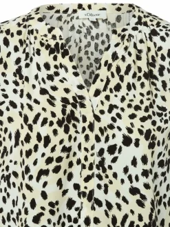 s.Oliver Blusen<Damen Blusenshirt ecru schwarz gemustert