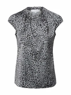 comma Blusen<Damen Blusenshirt grau gemustert