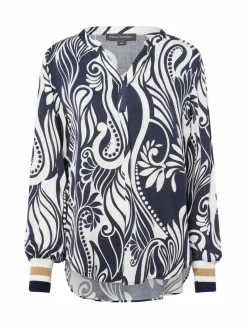 Franco Callegari Blusen<Damen Blusenshirt marine weiß gemustert