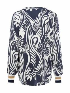 Franco Callegari Blusen<Damen Blusenshirt marine weiß gemustert