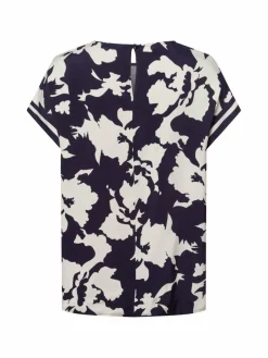 comma Blusen<Damen Blusenshirt marine ecru gemustert