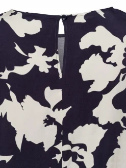 comma Blusen<Damen Blusenshirt marine ecru gemustert