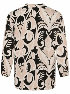 More & More Blusen<Damen Blusenshirt beige mehrfarbig gemustert