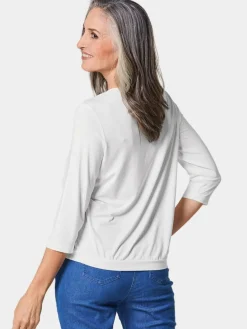 Damen Goldner Blusen>Damen Blusenshirt - Chiffon-Shirt mit 3/4-Arm, Rundhals