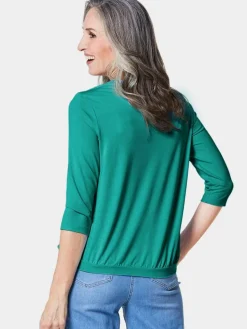 Damen Goldner Blusen>Damen Blusenshirt - Chiffon-Shirt mit 3/4-Arm, Rundhals