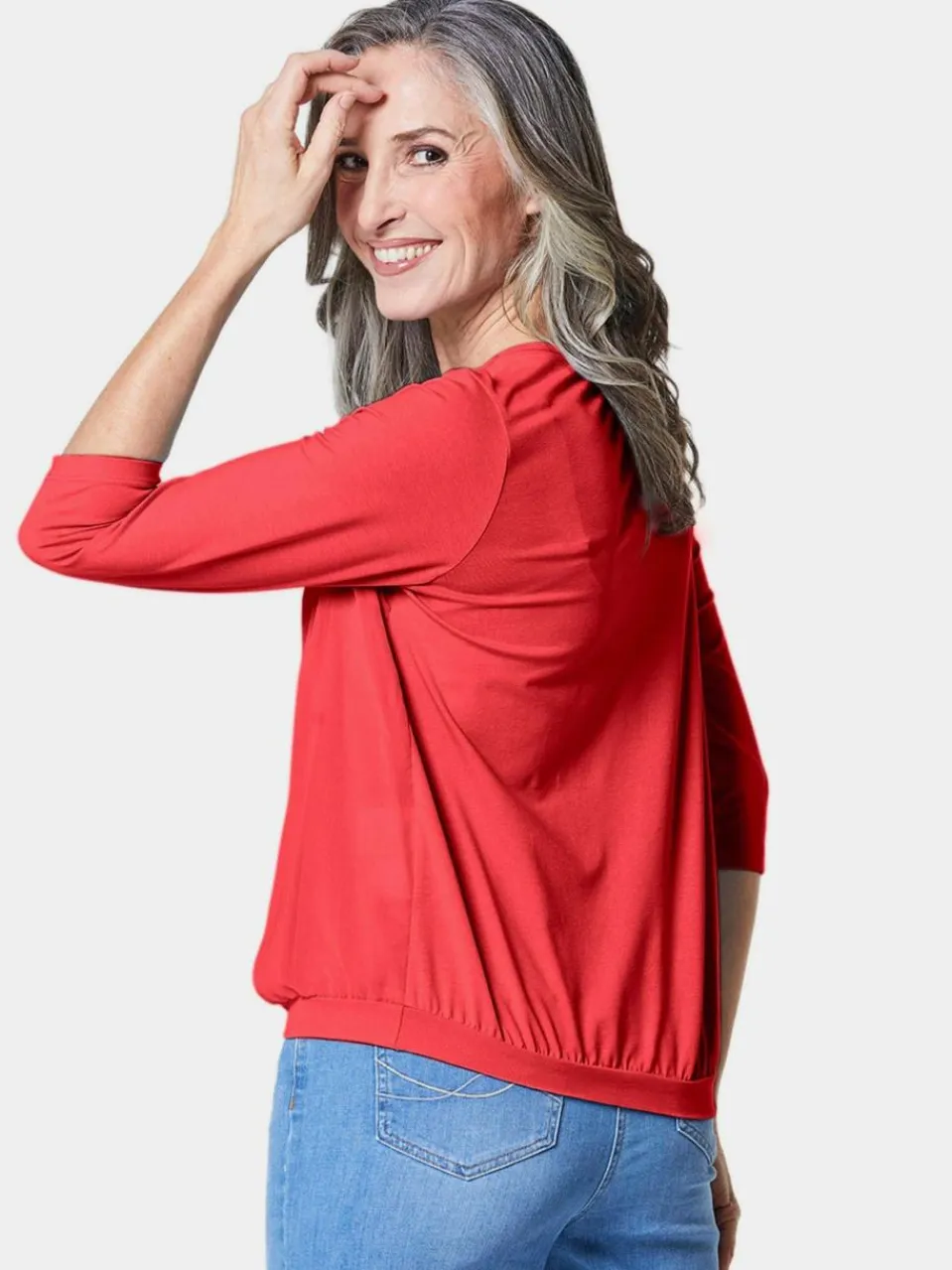 Damen Goldner Blusen>Damen Blusenshirt - Chiffon-Shirt mit 3/4-Arm, Rundhals