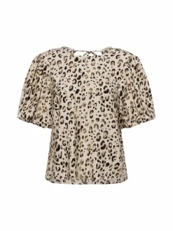 Msch Copenhagen Blusen<Damen Blusenshirt - MSCHAlyona Vlora beige braun gemustert