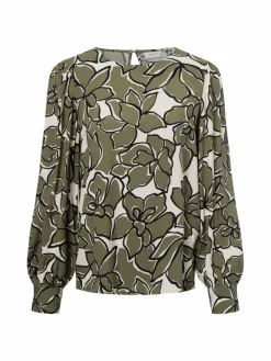 Vila Blusen<Damen Blusenshirt - VIMara schilf ecru gemustert