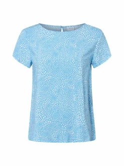Vila Blusen<Damen Blusenshirt - VIPaya hellblau weiß gemustert