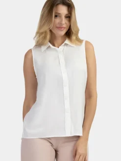 Usha Blusen<Damen Blusentop weiß uni