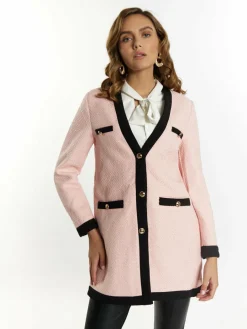 Faina Blazer<Damen Bouclé Blazer rosa uni