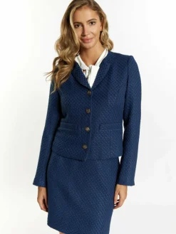 Faina Blazer<Damen Bouclé Jacke blau kariert