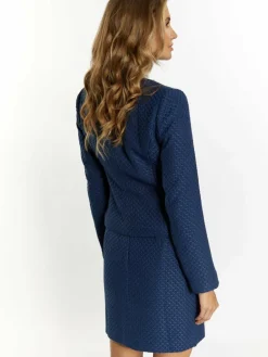 Faina Blazer<Damen Bouclé Jacke blau kariert