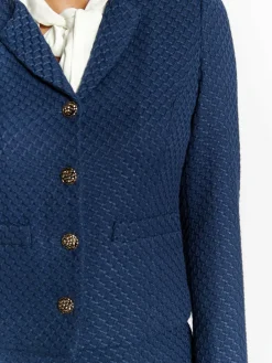 Faina Blazer<Damen Bouclé Jacke blau kariert