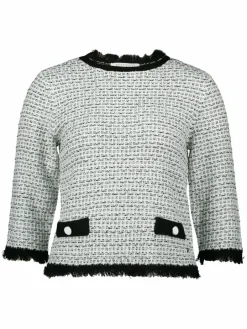 Betty & Co Pullover & Strickjacken<Damen Bouclé-Pullover ecru schwarz strukturiert