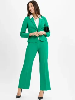 comma Hosen<Damen Bundfaltenhose grün uni