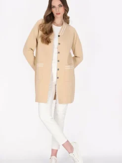 Dreimaster Pullover & Strickjacken<Damen Cardigan beige uni