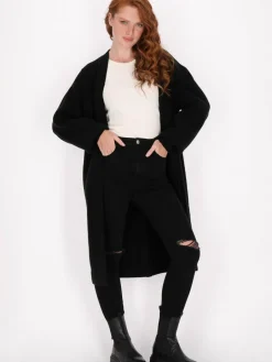 Dreimaster Pullover & Strickjacken<Damen Cardigan schwarz uni