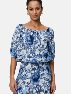 zero Blusen<Damen Carmenbluse mehrfarbig gemustert