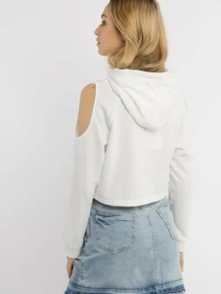 IZIA Sweatshirts & Sweatjacken<Damen Cropped Hoodie weiß uni