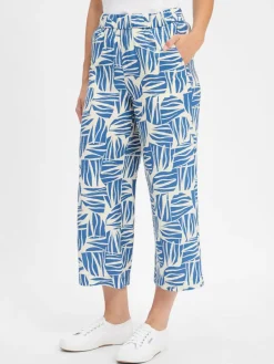 s.Oliver Hosen<Damen Culotte hellblau ecru gemustert