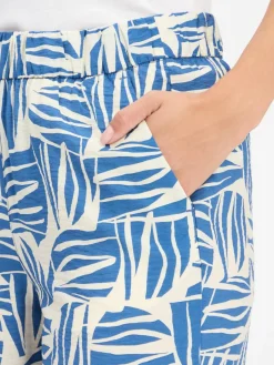 s.Oliver Hosen<Damen Culotte hellblau ecru gemustert