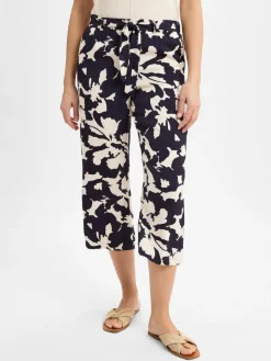comma Hosen<Damen Culotte marine weiß gemustert
