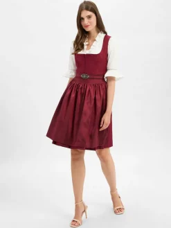 Krüger Dirndl Kleider<Damen Dirndl bordeaux uni