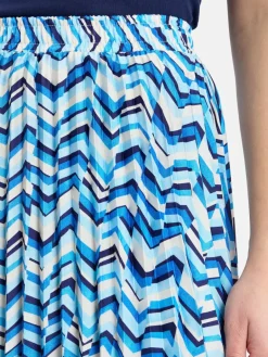 Franco Callegari Röcke<Damen Faltenrock blau ecru gemustert