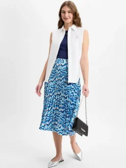 Franco Callegari Röcke<Damen Faltenrock blau ecru gemustert