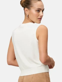 zero Pullover & Strickjacken<Damen Feinstrickweste beige uni