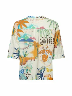 Emily van den Bergh Blusen<Damen Feizeitbluse weiß mehrfarbig gemustert