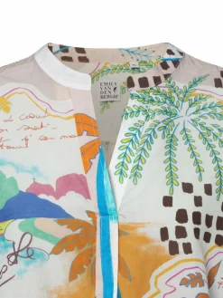 Emily van den Bergh Blusen<Damen Feizeitbluse weiß mehrfarbig gemustert