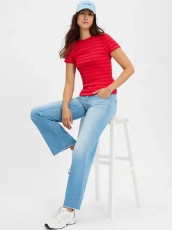 Cambio Jeans<Damen Flared Jeans - Tess light stone uni