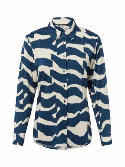 Olsen Blusen<Damen Freizeitbluse indigo beige gemustert